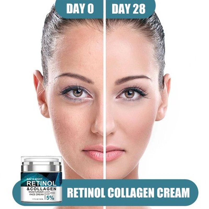 Retinol Collagen Cream for Face with 5% Hyaluronic Acid Anti-Aging Cream Anti-Wrinkle Reduce Fine Lines Lifting and Firming 24-Hour Facial Care Suitable For All Skin Types