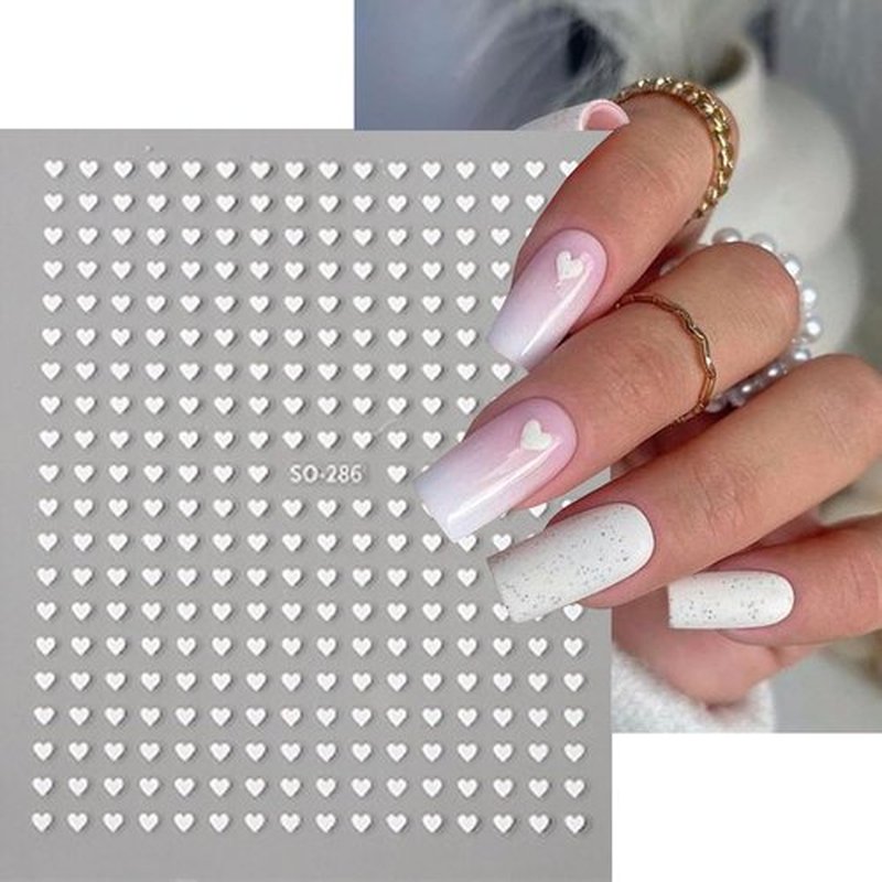 6PCS Mini Heart Nail Art Stickers 3D Self-Adhesive Sparkling Love Nail Art Decals Shinny Red Hearts Designs Nail Sticker for Valentine's Lovers Romantic Stickers DIY Manicure Decoration Accessories