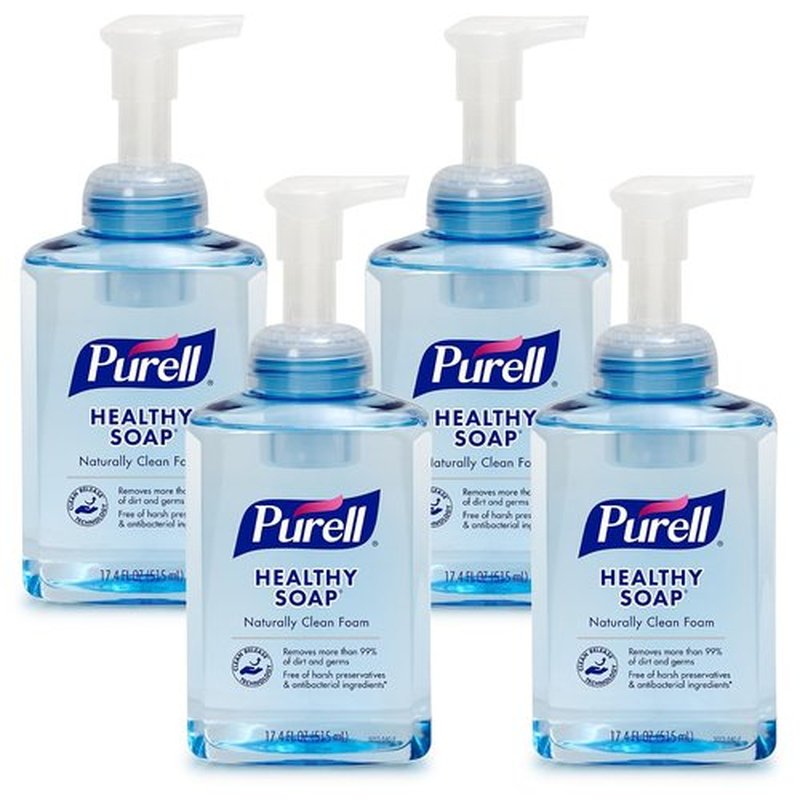 PURELL Brand CRT Healthy Soap Naturally Clean Foam, 17.4 fl oz Hand Soap Table Top Pump Bottle (Pack of 4) - 5013-04
