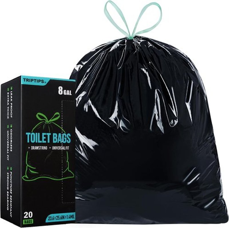 TRIPTIPS Portable Toilet Bags - Leak-Proof 8 Gallon Camping Waste Bags | Ideal for Hiking & Travel