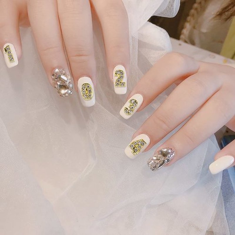 SILPECWEE 30pcs Number Nail Charms Gold Nail Jewels Number For Nails 3d Nail Art Charms Nail Rhinestones Nail Studs Nail Decoration for Nail Art DIY Craft