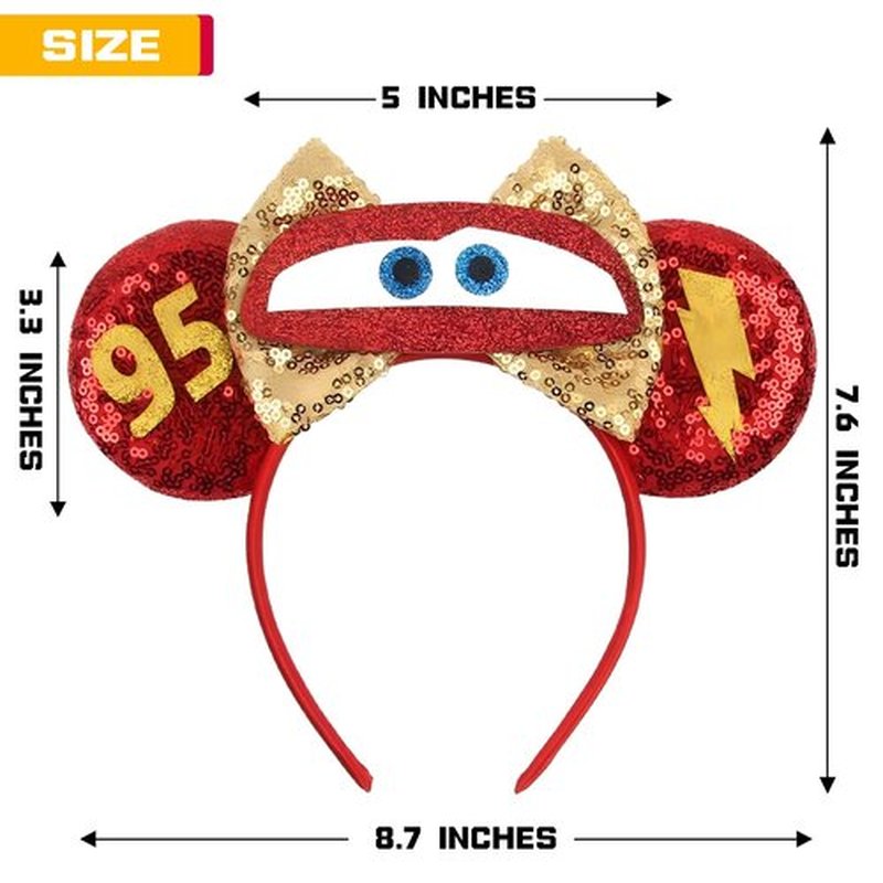 MADO red car mouse ears headband for kids boys girls adults women, Park mini ears headbands for kids adults (red car)