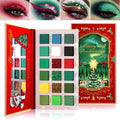 Afflano Green Eyeshadow Palette Christmas Makeup Gift, Multichrome Red Green Eyeshadow Palette High Pigmented, Emerald Forest Glitter green Eye Shadow White Black Lime Teal Blue Witch FX Xmas Makeup