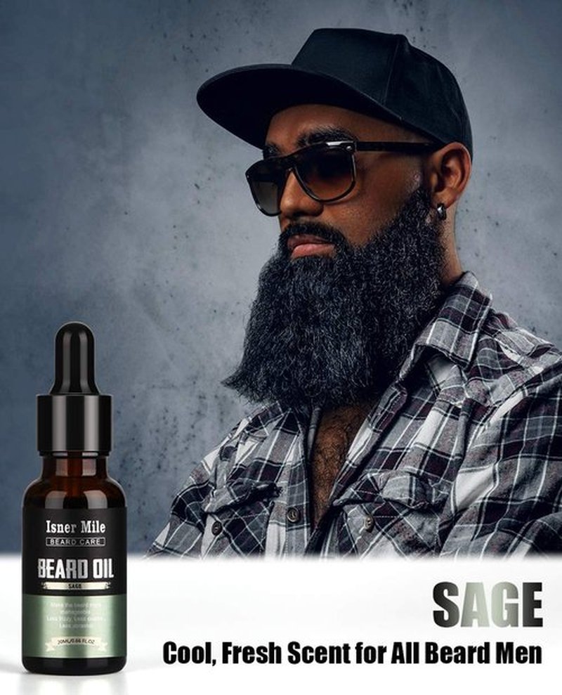 ISNER MILE Beard Oil Kit - 5 Pack Sandalwood, Orange, Cedarwood, Sage | Perfect Beard Care Gifts for Men