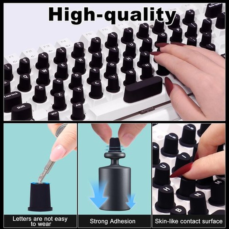 70 Pcs RaisedTip Keyboard Stickers for Long Nails with Letters: Adhesive Typing Bubbles for Women,Office & Gaming Girls Accessories Gift