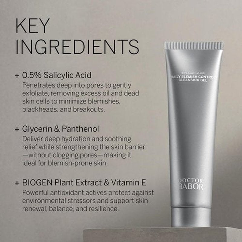 BABOR DOCTOR Daily Blemish Contorl Cleansing Gel with Salicylic Acid for Oily Skin, Deep Pore Cleanser to Help Reduce the Appearance of Blemishes