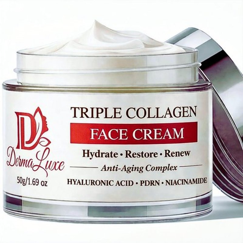Triple Collagen Face Moisturizer – Retinol-Free Anti-Aging Cream for Sensitive Skin with PDRN (Salmon DNA) & Hyaluronic Acid – Firming & Wrinkle Smoothing, Fragrance-Free, 1.7 oz
