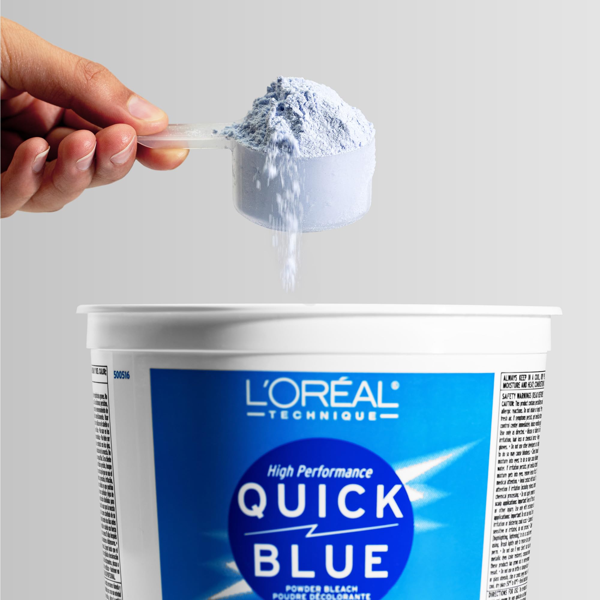 L'Oréal Technique Quick Blue High Performance Bleach - Professional Hair Bleaching Powder, No Drip Formula, Extra Strength Lightening Action Lifts Up To 7 Levels, Single Application