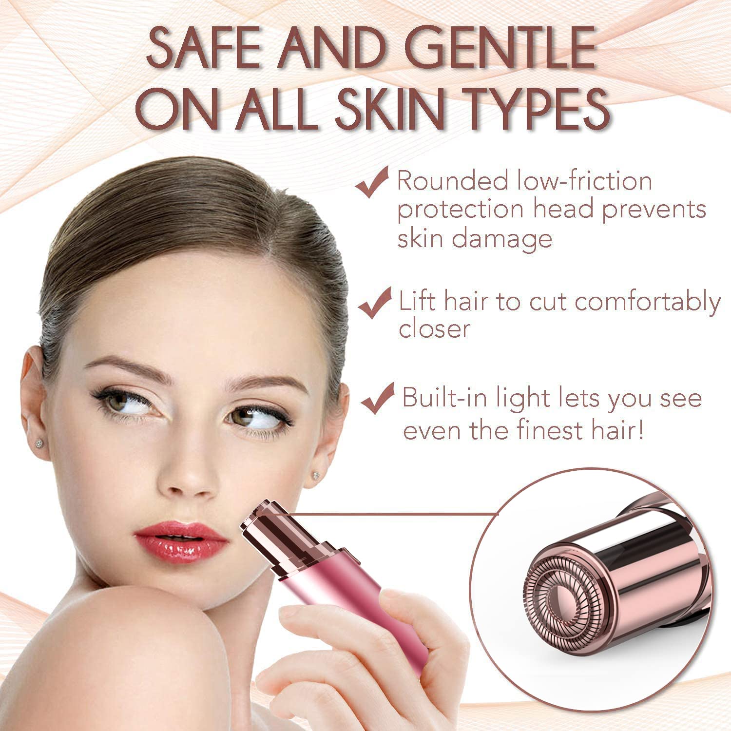 Facial Hair Removal for Women, Gurelax Facial Hair Remover, Electric Face Shaver, Painless Hair Removal Device for Lip, Chin with a Velvet Bag