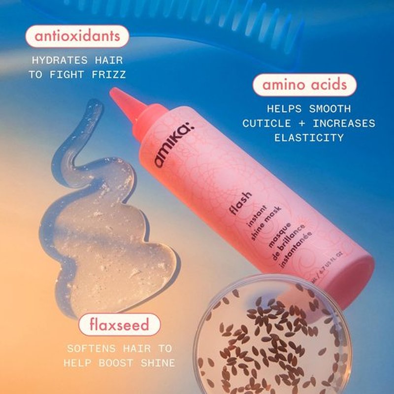 Amika Flash Instant Shine Mask - Nourishing Hair Treatment for Radiant Shine | 8 oz