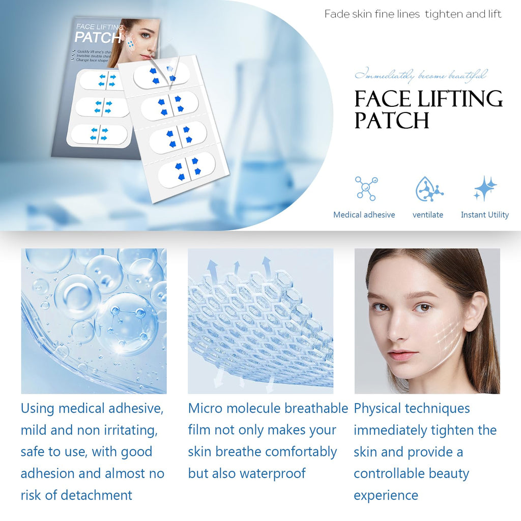 ZZBUY 120 Pcs Face Tape Lifting Invisible Sticker, Instant Face Lifter Straps Facial Tape Tightening and Lifting Bandage for Lifting Sagging Skin & Jowls, Clear