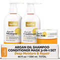 Herbishh Moroccan Argan Oil Shampoo and Conditioner Set with Hair Mask, Moisturizing & Deep Cleansing Kit For Dry, Damaged, Frizzy Hair, Color Safe & UV Protection 16.9fl.oz + 16.9fl.oz + 10.1 fl.oz