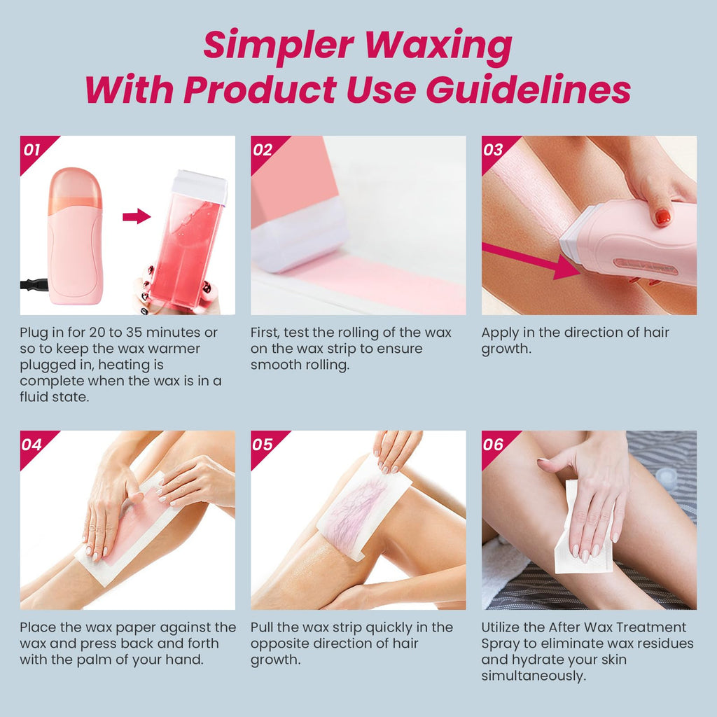 Wax Roller Kit, 4 Pcs Wax Cartridge Refills, Roll On Waxing for Coarse/Fine Hair Removal, Roller Waxing Kit for Women & Men Sensitive Skin, Hair Removal for Body Hair, Legs Arms at Home Kit