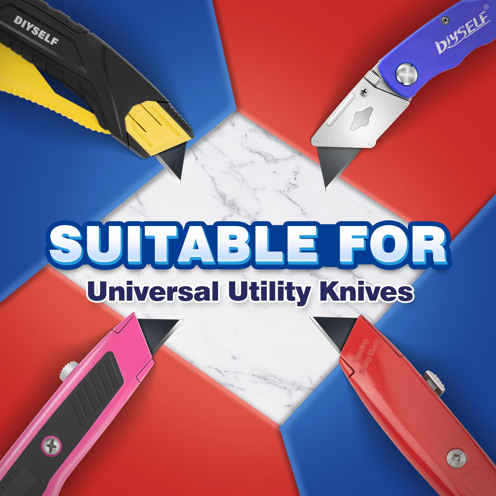 DIYSELF 100 Pack Utility Knife Blade Refills, SK2 Razor Knife Blades, Black