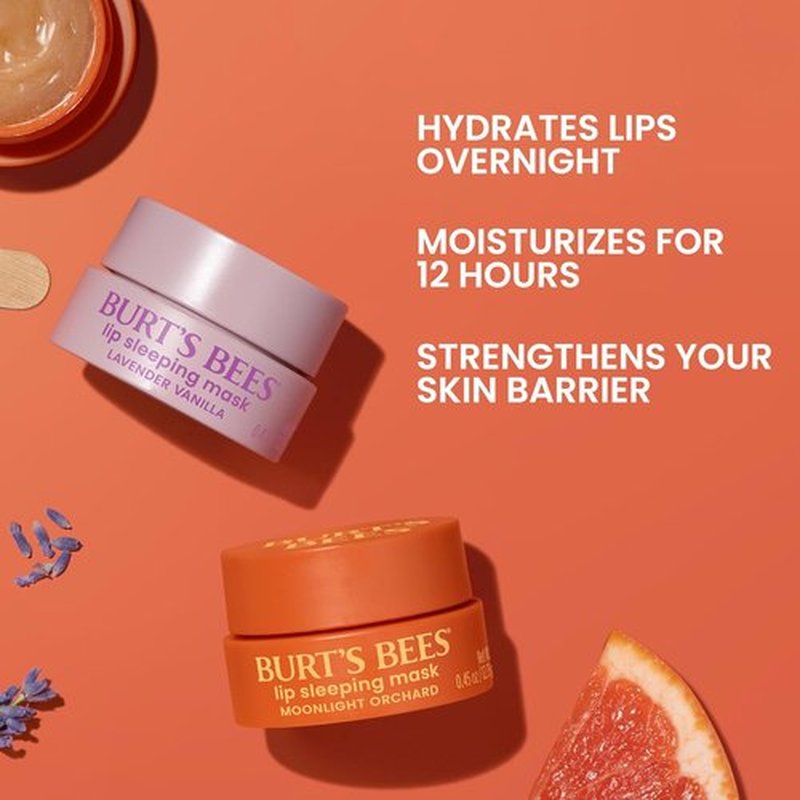 Burt’s Bees Lip Sleeping Mask - Lavender Vanilla Hydration with Hyaluronic Acid & Squalane | 0.45 oz.