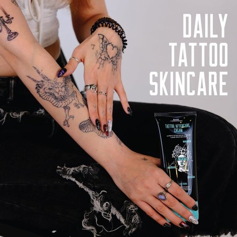 Base Labs Tattoo Aftercare Cream | 3 in 1 Cream | Moisturizer, SPF and Bump Reduction | For Post-Tattoo Care | 6 oz