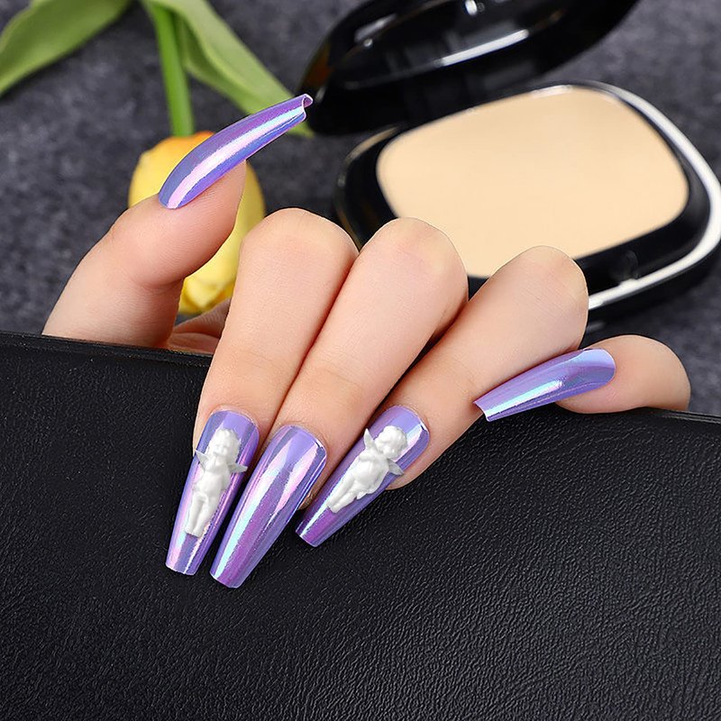 XEAOHESY 90 Pcs Baroque Angel Nail Charms 3D Embossed Angel Baby Nail Art Charms Cute Cupid Nail Accessories Charms for Acrylic Nails Retro Baroque Decor Nail Supplies for Women（White）