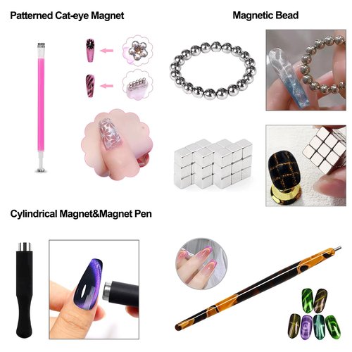 DANNEASY 55pcs Cat Eye Magnet for Nails, Cat Eye Gel Nail Polish Magnet Kit, Strong Magnetic Nail Polish Tools, Cat Eye Nail Art Magnet for Salon & Home DIY Nail Accessories
