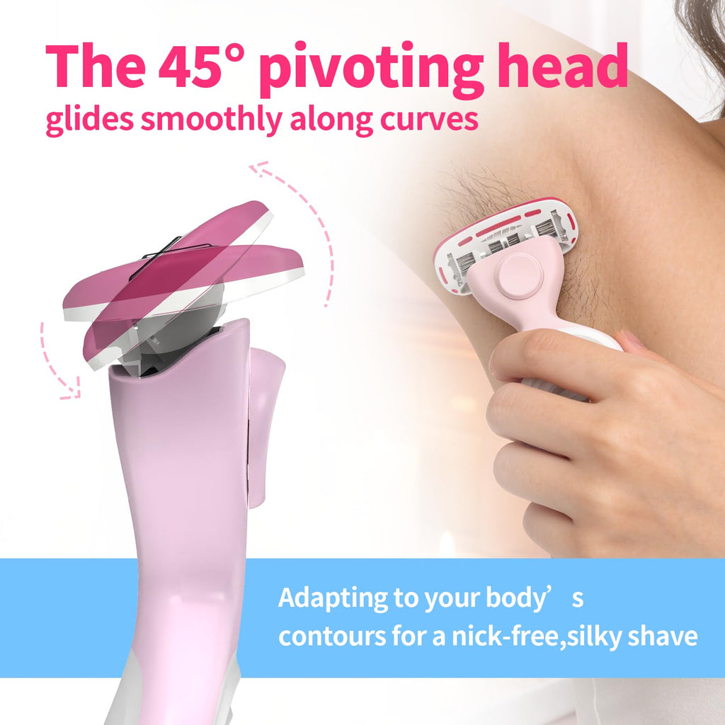 Travel Razors for Women Extra Smooth 5-Blade Razor Kit for Shaving FYNEDGE