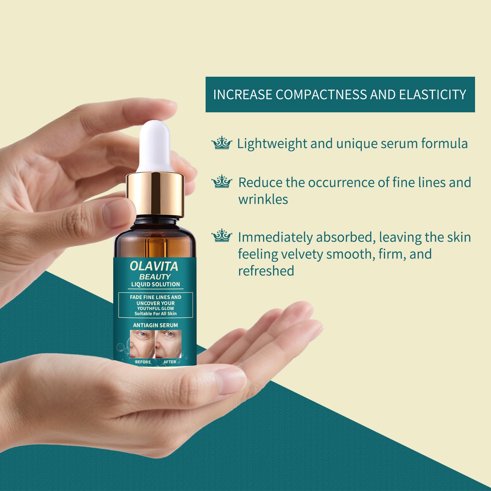 OLAVITA Liquid Solution Anti Aging Serum–Upgraded version,Olavita Facial Serum,Intensely firms skin,Smooths Fine Lines and Hydrates, For Women with Mature and Daily Skincare