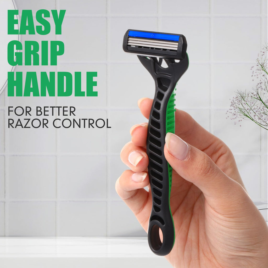 Wovnet 12 Pcs Mens Disposable Razors Bulk 3 Blade Sensitive Head Shaving Razors for Men Travel Hotel Spa Christmas Party Gift