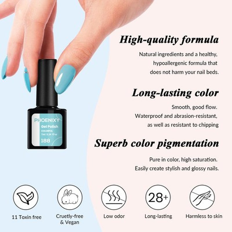 phoenixy Gel Nail Polish Kit with U V Light 48W, 56 Pcs 108 Effects Gel Nail Polish Kit Base Matte Glitter Top Coat Manicure Nail Set Gifts for Women
