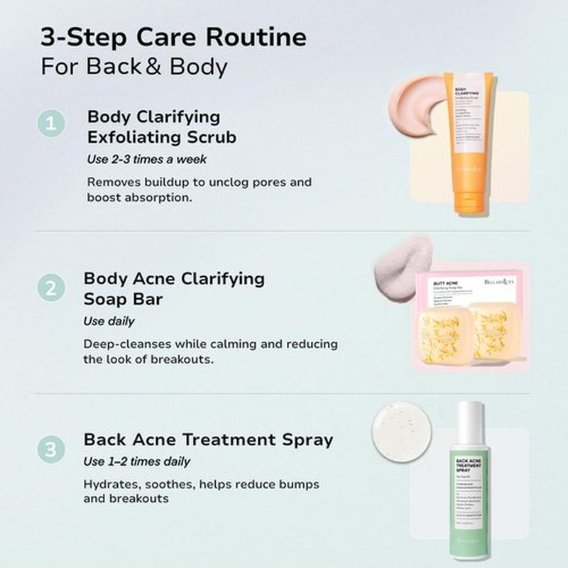 BellamiLuxx Back and Body Acne Treatment Spray: 2% Salicylic Acid & Tea Tree Oil Bacne Spray for Clear, Soothe & Moisturize - Effective for Men, Women, Teens with Back, Shoulder, Arm, and Chest Acne