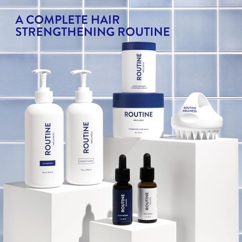 Routine Wellness Anti-Thinning Shampoo - Biotin DHT Blocker for Men & Women - Color Safe & Unscented - 14oz