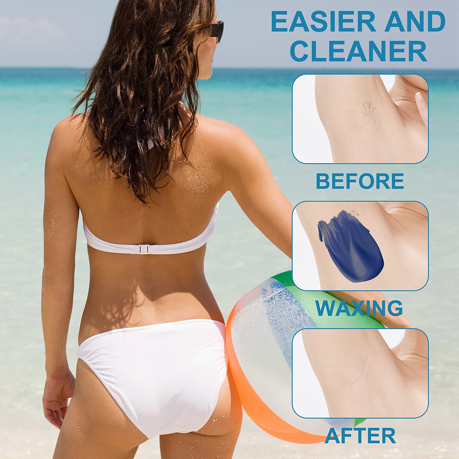 Tupheedu Wax Kit for Women and Men, Waxing Warmer for hair removal, Painless Stripless with 4 Bags Wax Beans for Coarse Hair Eyebrow Armpit Bikini Area