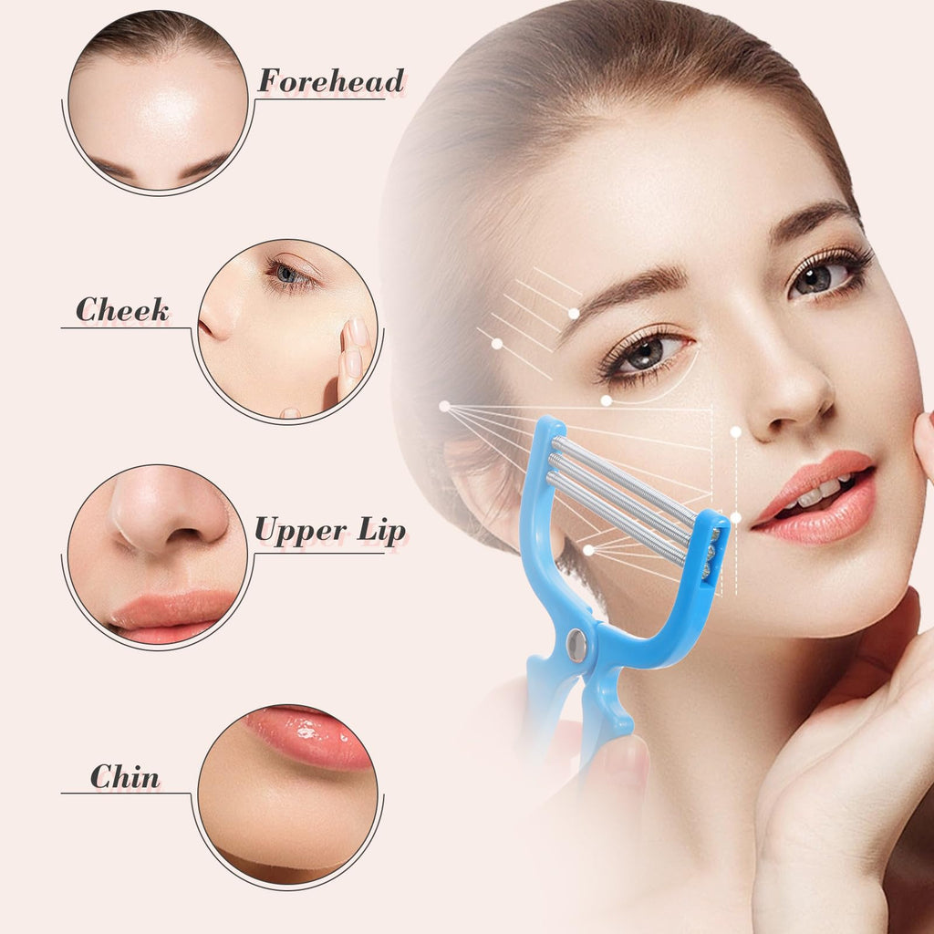 Beavorty Face Hair Remover Spring Threading Tool Portable Facial Hair Epilator for Women Manual Plucker for Forehead Cheeks Upper Lip Chin Lightweight Beauty Tool