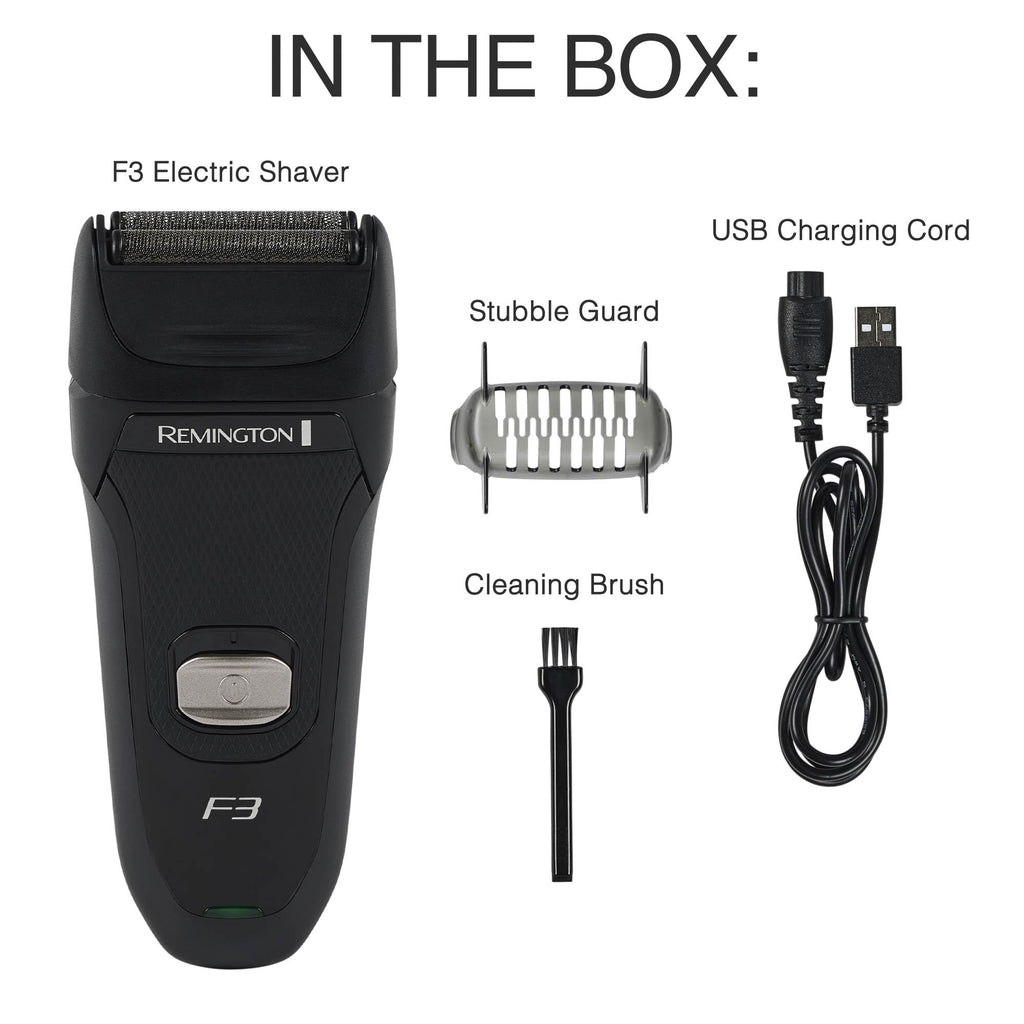 Remington F3 Style Series Foil Shaver for Men, Flexing Blades for Close and Comfortable Shave, Cordless Electric Rechargeable Razor.