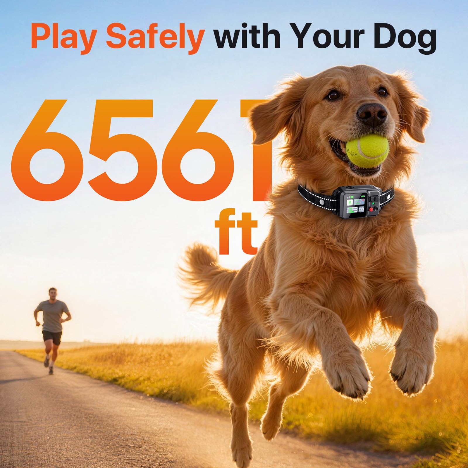 Wireless Dog Fence System, Dog Collar Electric Fence for Dogs- Fence for Dogs, GPS, Adjustable 49-6561ft Range, IPX7 Waterproof Rechargeable Collar, 3 Training Modes for Outdoor (All Black)