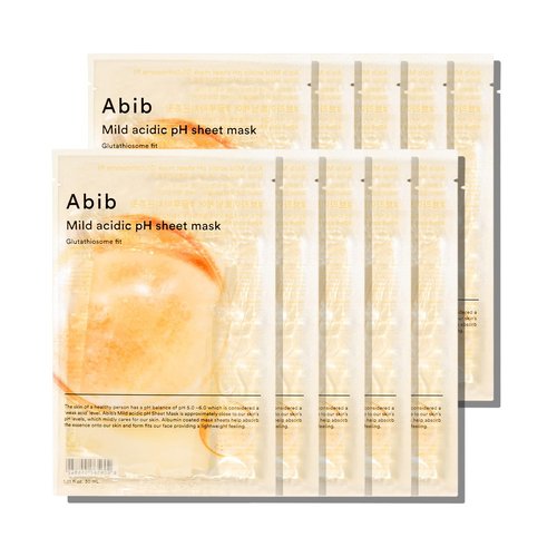 Abib Mild Acidic Ph Sheet Mask Glutathiosome Fit 10 Sheets (Skin Tone) I Korean Face Mask for Sensitive Skin, Soothing & Redness Relief, Daily Skincare Treatment, K-Beauty Sheet Mask