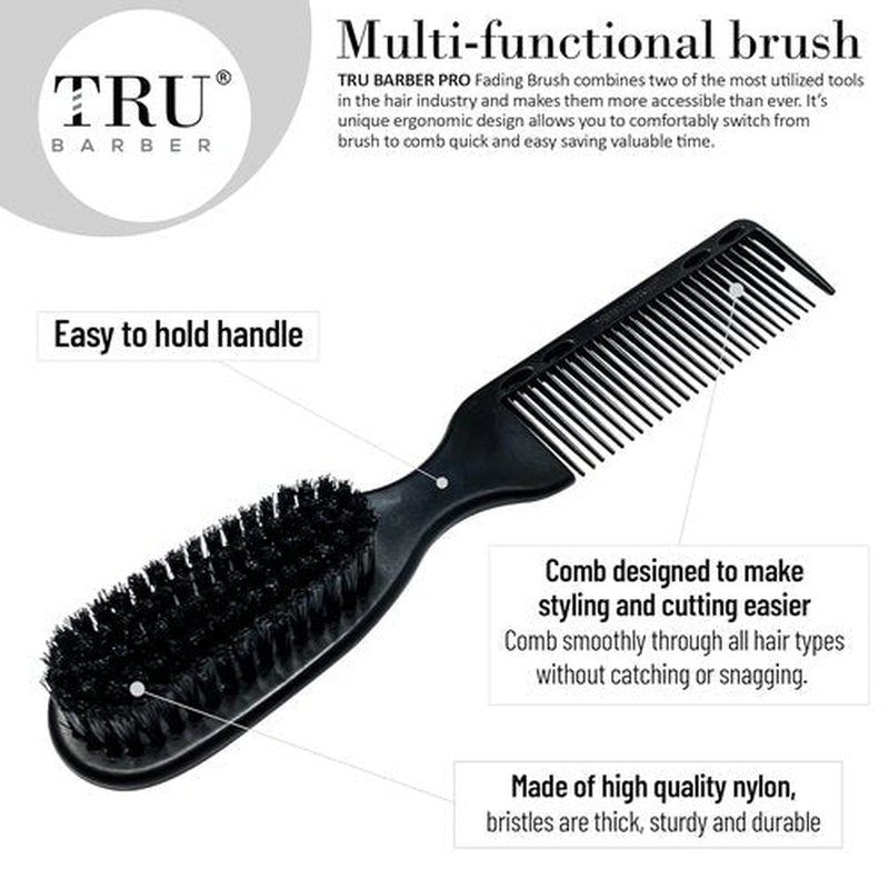 TRU BARBER Pro Fading Brush Set - 2PCS Barber Fade & Cleaning Brushes for Clippers | Beard Styling Tool