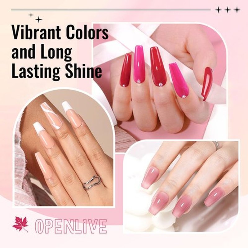 OpenLive 12 PCS Nail Polish Set With 10 Colour Combo, 2 PCS Base And Top Coat,Fast Drying Nail Polish For Home DIY And Beginners.