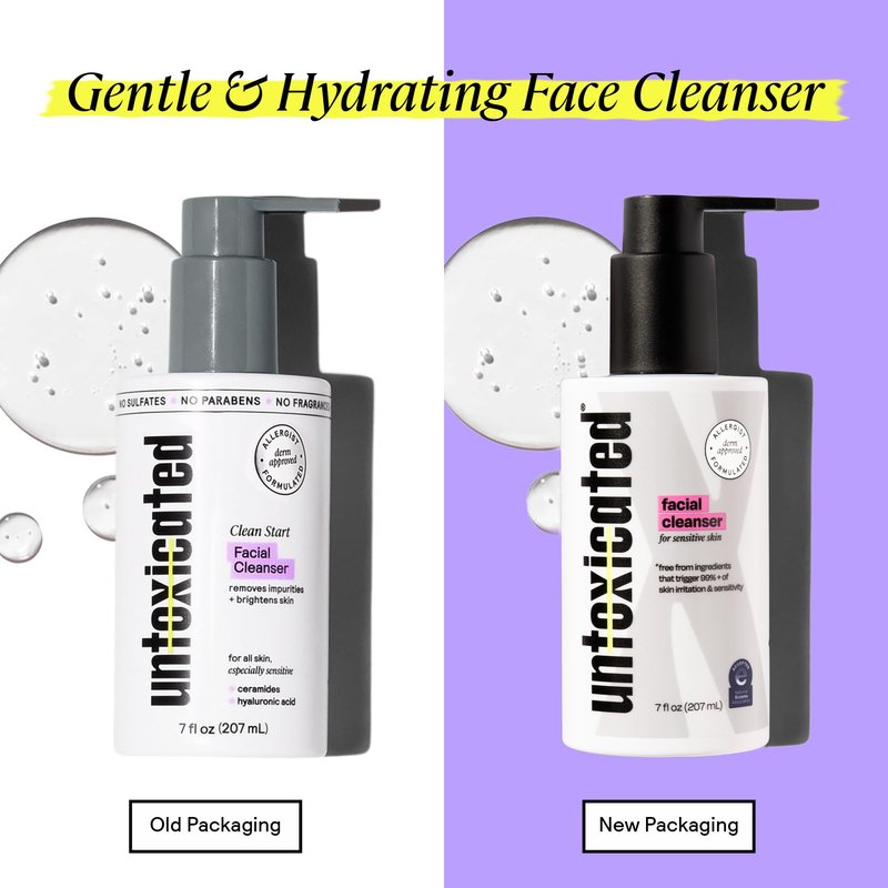 Untoxicated Face Wash - Gentle & Hydrating Face Cleanser for Sensitive Skin - Ceramides, Hyaluronic Acid & Glycerin - No Common Irritants - Non-Foaming - Soap Free - Fragrance Free - 7 Ounce