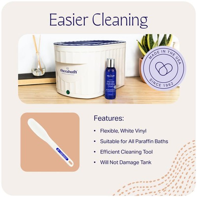 Therabath Cleaning Spatula - Plastic Paraffin Bath Tool - Flexible - White Vinyl - Easy to Use - for Paraffin Wax Removal Cleaning - Made in The USA