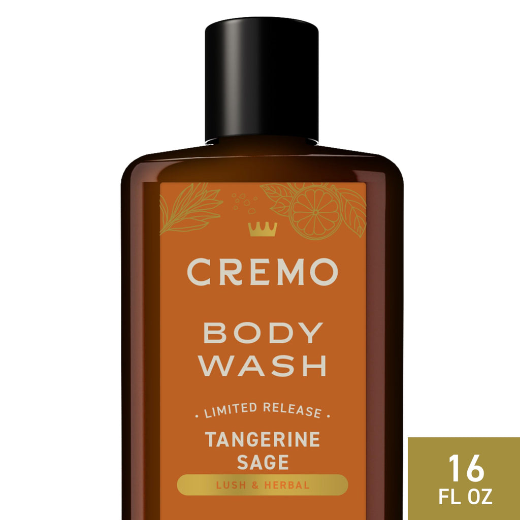 Cremo Rich-Lathering Tangerine Sage Body Wash Men, Notes of Fresh Tangerine, Sea Salt, and Wood Sage, 16 Fl Oz