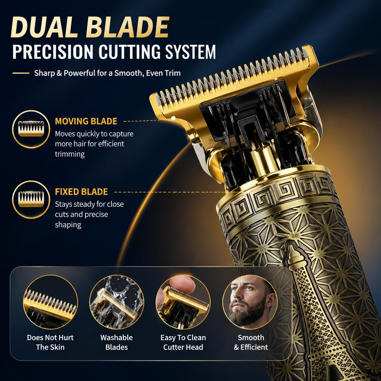Piler Professional Beard Trimmer for Men, Cordless Rechargeable Beard Trimmer Kit with Metal Body, USB Charging, LCD Display, 2.5H Runtime, Precision Trimming Combs