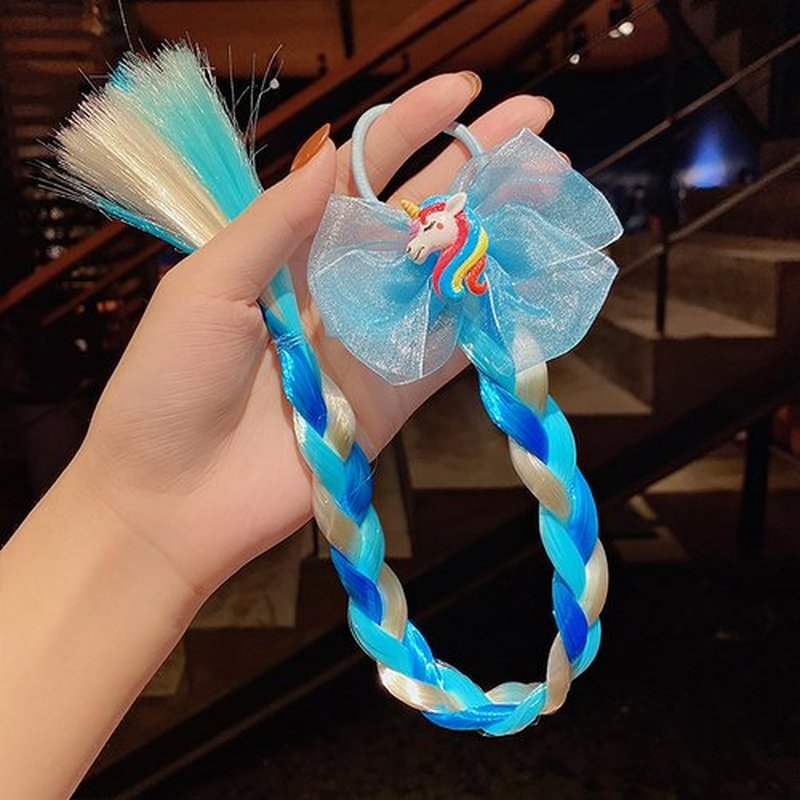 6 Pcs Girls Braid Ponytail Extensions Hairpieces, Colored Braid Hair Extensions Hair Pieces for Kids Little Girls