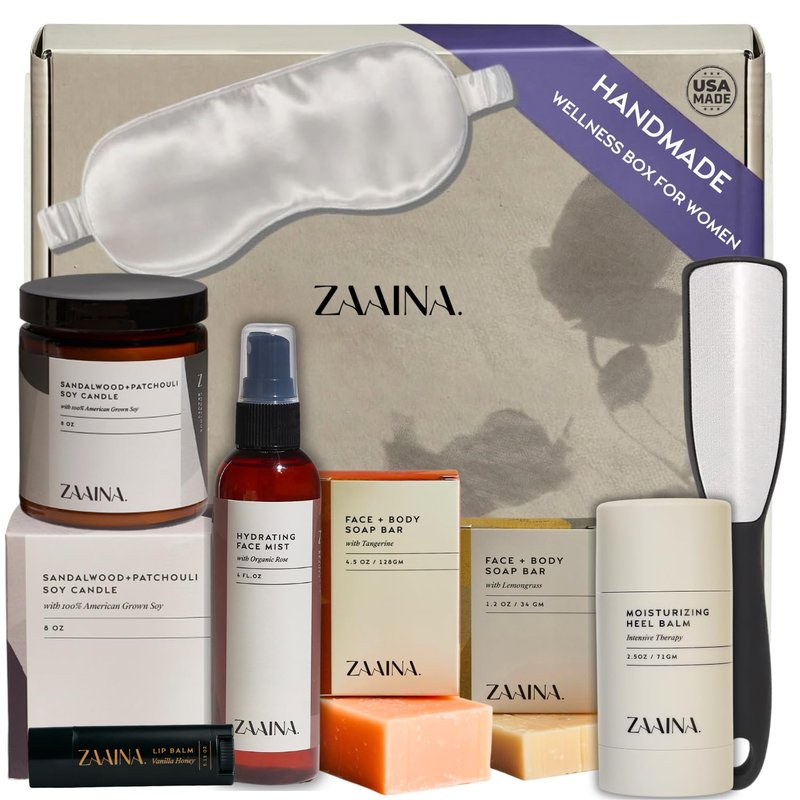 ZAAINA Wellness Spa Package - Relaxing Spa Gifts for Her, Valentine Gift Basket for Women, Self Care Kit for Mom Wife Friend, , Pampering Home Spa Gift Basket, Birthday Gifts for Women