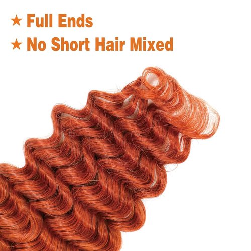 #350 Ginger Orange Orange Human Braiding Hair for Boho Braids Deep Wave Bulk Human Hair for Braiding 2 Bundles Total 100g 20 Inch No Weft Brazilian Virgin Hair