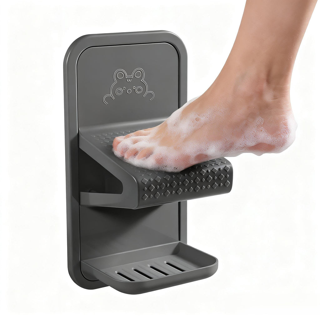 Shower Foot Rest, Shower Benches for Inside Shower to Sit On, Shower Stool for Shaving Legs - Thickened ABS Shower Foot Stool with Non-Slip Strip, Drainable Soap Box Storage（Dark Gray）