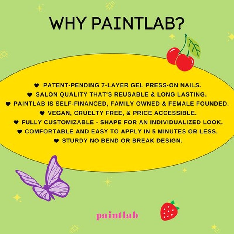 PaintLab Press-On Nails Manicure Kit, Funfetti Oval, 24-Piece Set, Long-Lasting Fake Nails with Glue, File, Prep Pad & Cuticle Stick