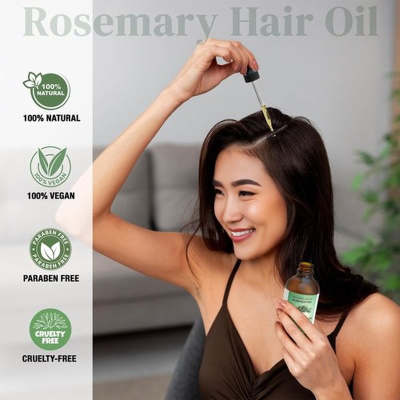 Soothing House 100% Natural Rosemary Hair & Scalp Oil – Strengthens, Nourishes & Moisturizes – Reduces Breakage & Frizz – Handcrafted with Castor, Jojoba & Vitamin E – All Hair Types (4oz)