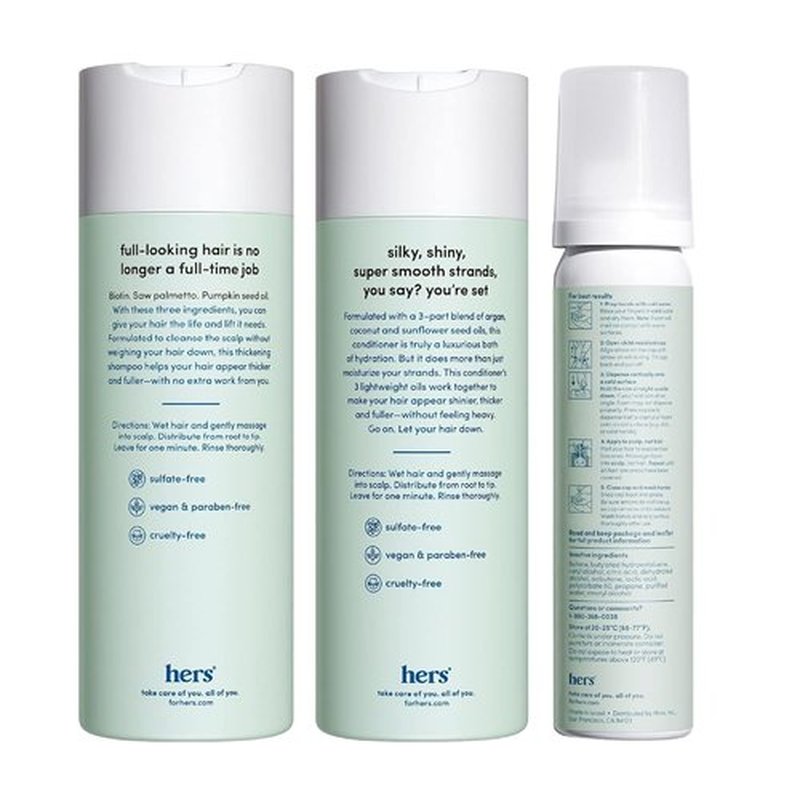 Hers Triple Threat Shampoo & Conditioner Set | 5% Minoxidil Foam for Hair Thickening - 3 Count