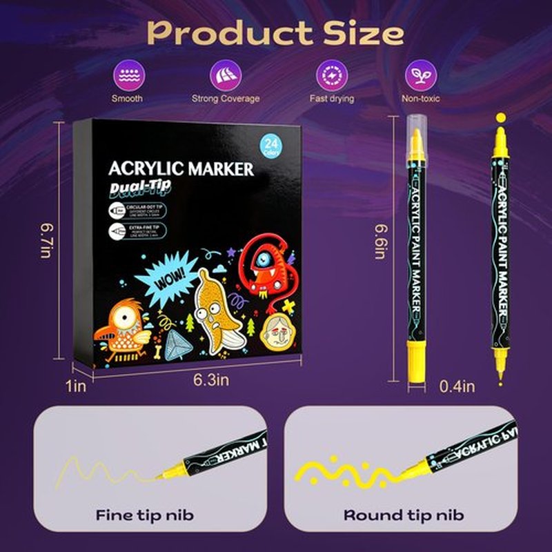 24 Colors Nail Art Pens Set,3D Gel Nail Polish Pen Water-based Quick Drying,Dual-Tip Nail Art Markers Acrylic Paint Markers for DIY Nail Art Design Drawing Nail Point Painting Liner Pen Manicure Tools