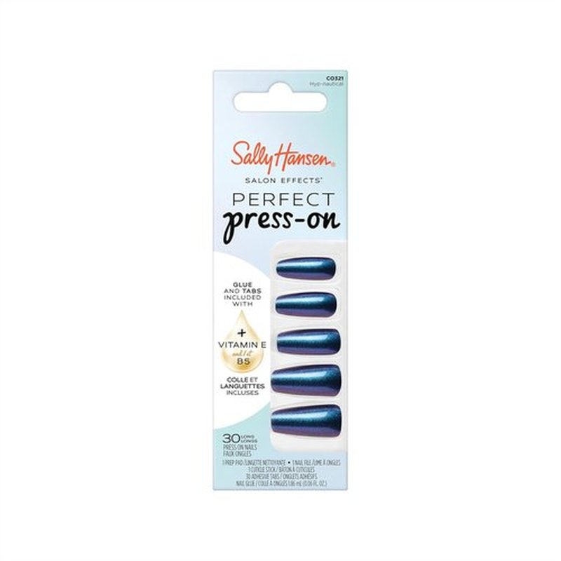 Sally Hansen Press-On Nails - Coffin Shape, Easy Application, Non-Damaging | 30 Nails, Glue & Tabs | HYP-Nautical