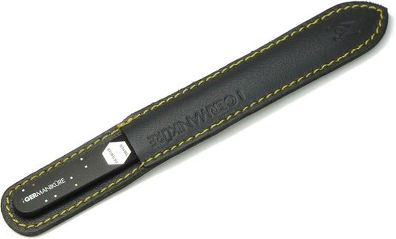 GERMANIKURE Czech Crystal Glass Nail File - Professional Manicure & Pedicure Tool in Black Suede Case