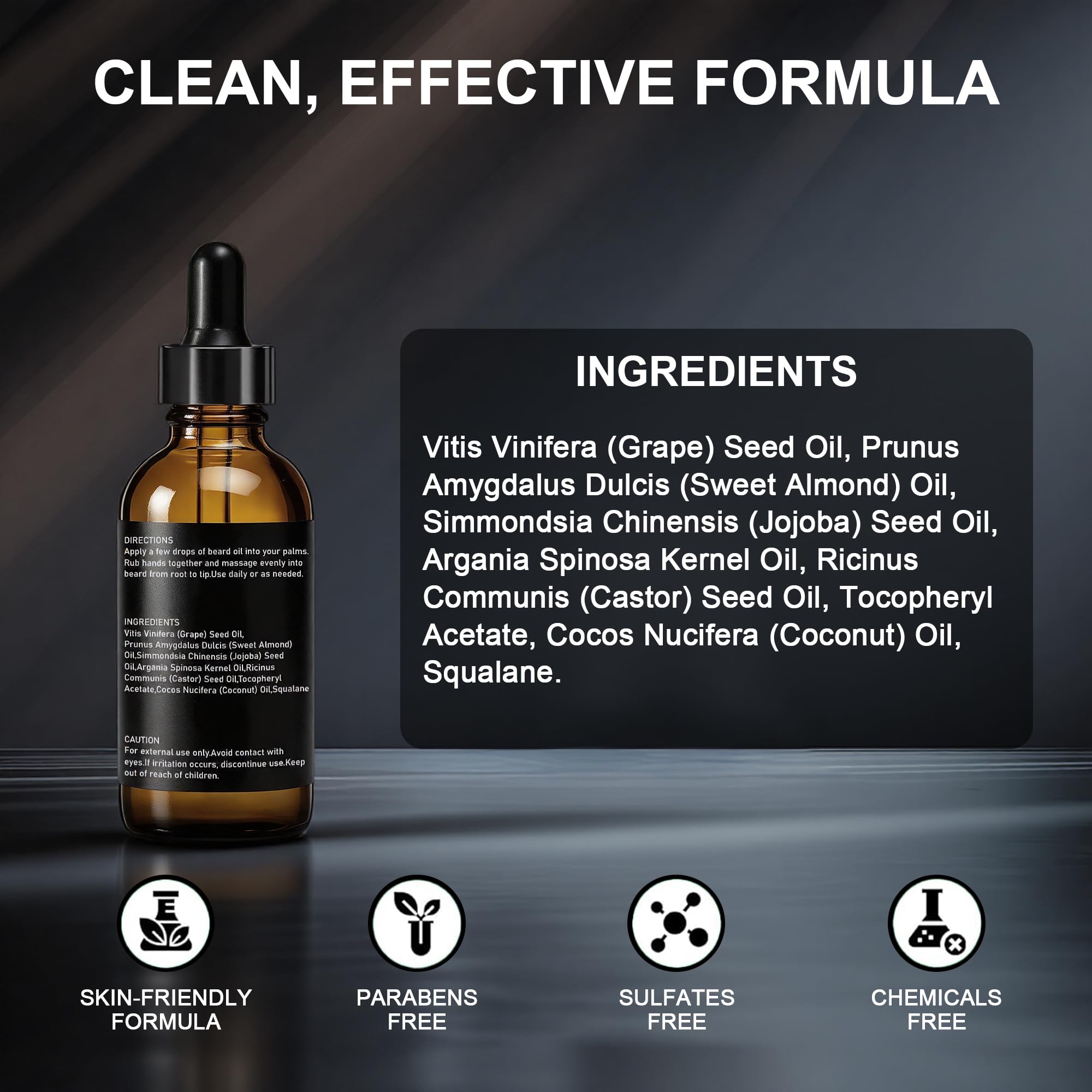 YEALIR Repair Beard Oil for Men - Repairs Breakage & Split Ends, Softens and Strengthens Dry & Damaged Beard, Lightweight, Non-Greasy, Beard Conditioner with Squalane & Argan Oil, Unscented, 1 Oz